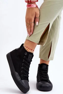 Damskie Wysokie Trampki Materiałowe Big Star LL274444 Czarne