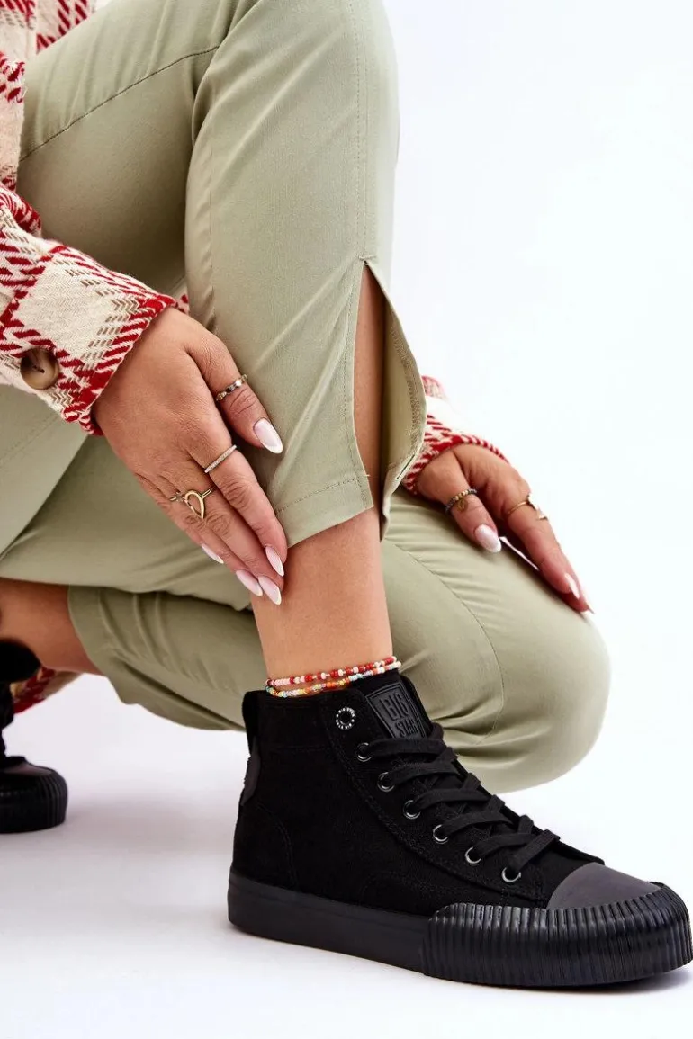 Damskie Wysokie Trampki Materiałowe Big Star LL274444 Czarne