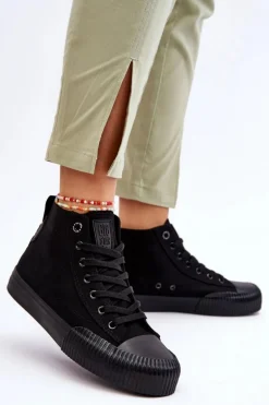 Damskie Wysokie Trampki Materiałowe Big Star LL274444 Czarne