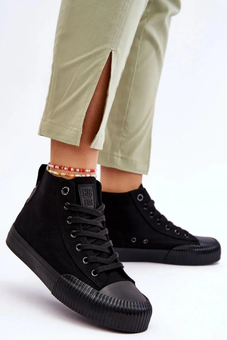 Damskie Wysokie Trampki Materiałowe Big Star LL274444 Czarne