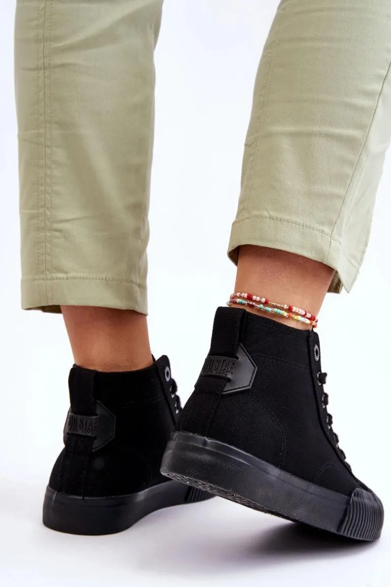 Damskie Wysokie Trampki Materiałowe Big Star LL274444 Czarne