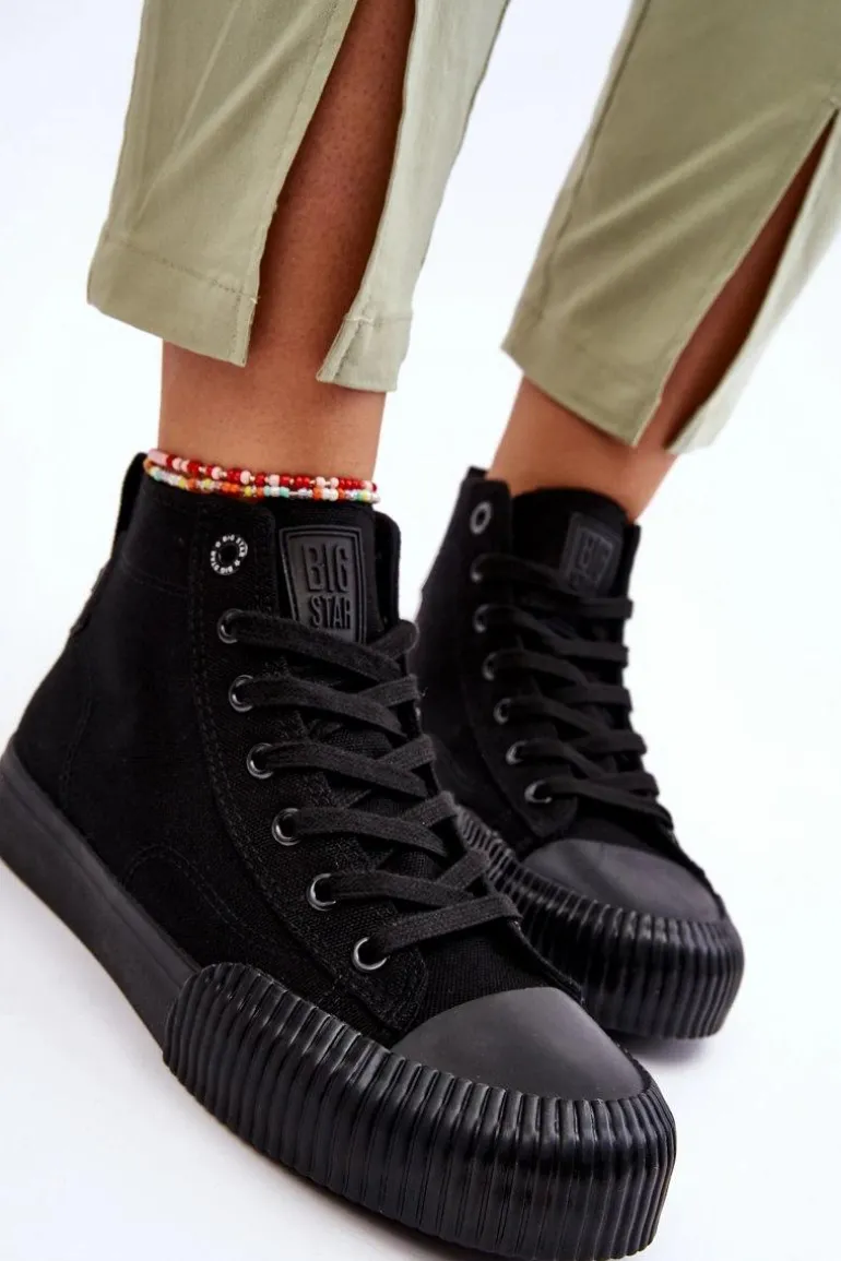 Damskie Wysokie Trampki Materiałowe Big Star LL274444 Czarne
