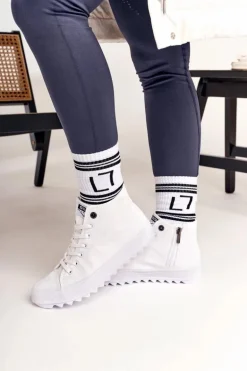 Damskie Wysokie Trampki Na Dużej Podeszwie BIG STAR FF274241 Białe