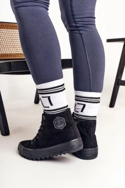 Damskie Wysokie Trampki Na Dużej Podeszwie BIG STAR FF274244 Czarne