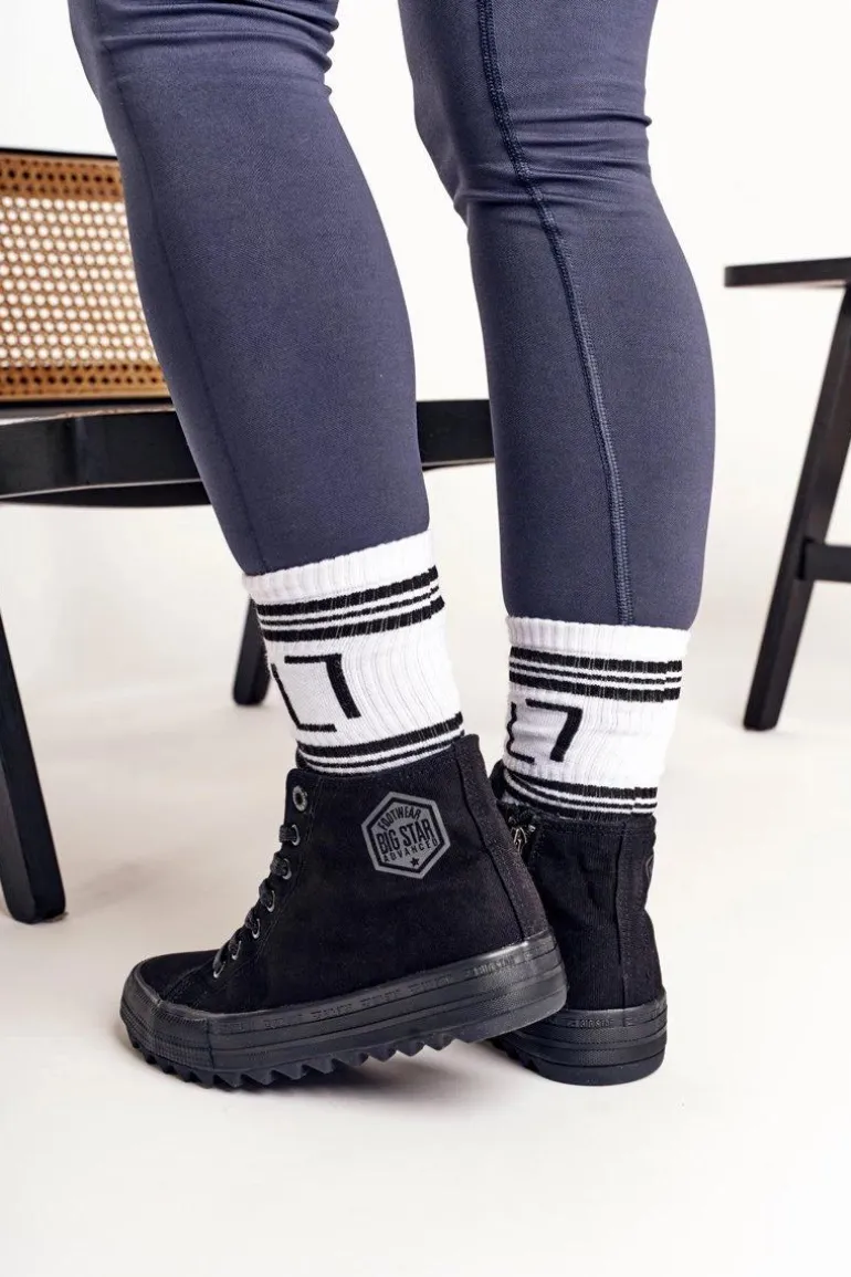 Damskie Wysokie Trampki Na Dużej Podeszwie BIG STAR FF274244 Czarne