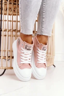 Damskie Wysokie Trampki Na Platformie Różowe Nice Girl