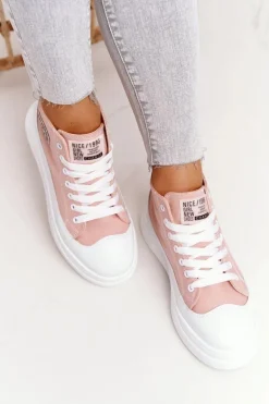 Damskie Wysokie Trampki Na Platformie Różowe Nice Girl
