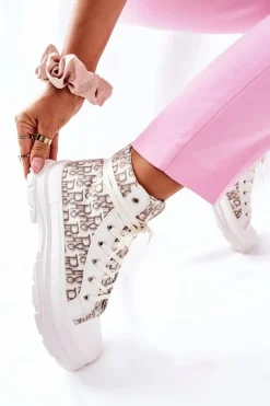 Damskie Wysokie Trampki Z Nadrukiem Białe Only You