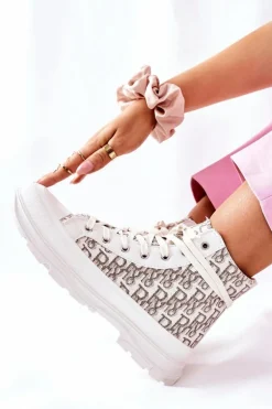 Damskie Wysokie Trampki Z Nadrukiem Białe Only You