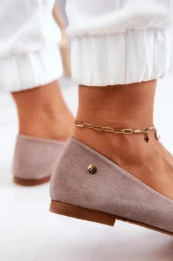 Damskie Zamszowe Baleriny Maciejka 04100-42 Beżowe