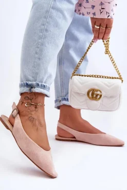 Damskie Zamszowe Baleriny Różowe Kenra