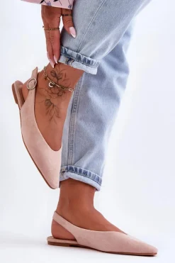 Damskie Zamszowe Baleriny Różowe Kenra