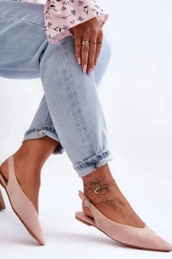 Damskie Zamszowe Baleriny Różowe Kenra