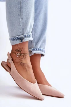 Damskie Zamszowe Baleriny Różowe Kenra