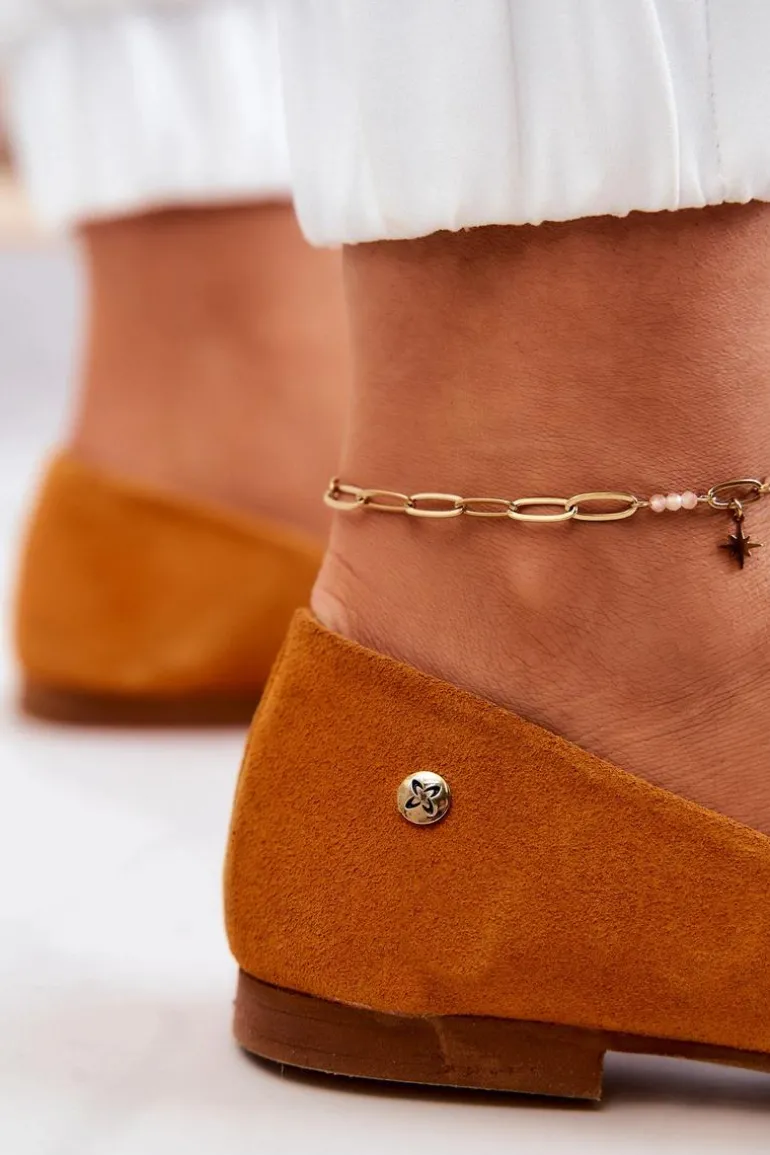 Damskie Zamszowe Baleriny Maciejka 04100-44 Ciemnożółte