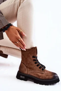 Damskie Zamszowe Botki Big Star KK274504 Brązowe