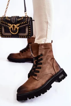 Damskie Zamszowe Botki Big Star KK274504 Brązowe