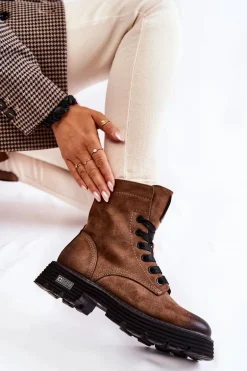 Damskie Zamszowe Botki Big Star KK274504 Brązowe