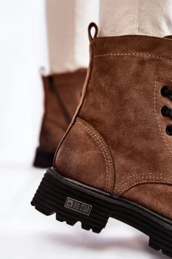 Damskie Zamszowe Botki Big Star KK274504 Brązowe