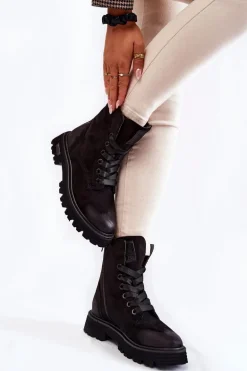 Damskie Zamszowe Botki Big Star KK274503 Czarne