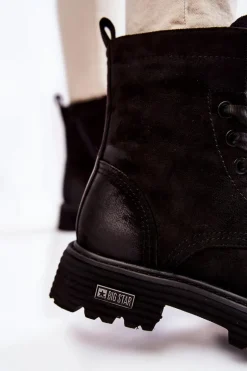 Damskie Zamszowe Botki Big Star KK274503 Czarne