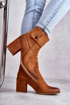 Damskie Zamszowe Botki La.Fi 260041C-SU Camel