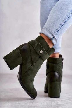 Damskie Zamszowe Botki La.Fi 260041BGR-SU Zielone