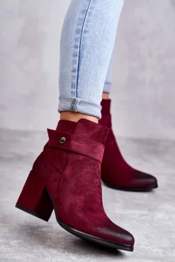 Damskie Zamszowe Botki La.Fi 260041WI-SU Czerwone