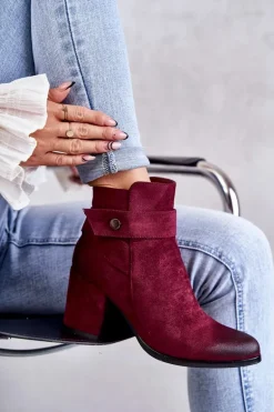 Damskie Zamszowe Botki La.Fi 260041WI-SU Czerwone