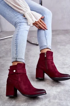 Damskie Zamszowe Botki La.Fi 260041WI-SU Czerwone