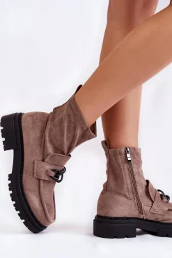 Damskie Zamszowe Botki La.Fi 250042B-SU Beżowe