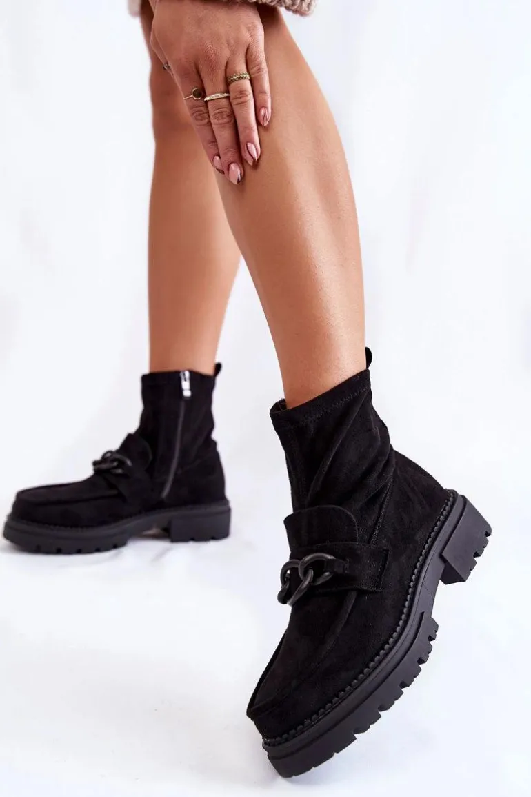 Damskie Zamszowe Botki La.Fi 250042B-SU Czarne