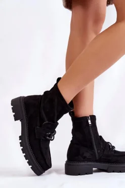 Damskie Zamszowe Botki La.Fi 250042B-SU Czarne