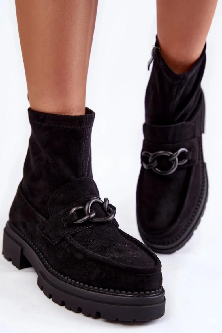 Damskie Zamszowe Botki La.Fi 250042B-SU Czarne