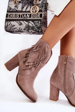 Damskie Zamszowe Botki Lewski Shoes 3093 Cappucino