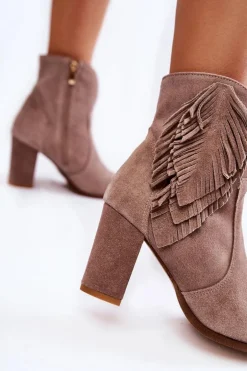 Damskie Zamszowe Botki Lewski Shoes 3093 Cappucino