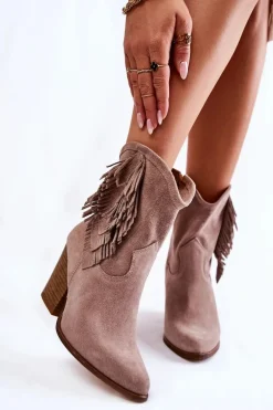 Damskie Zamszowe Botki Lewski Shoes 2808/L Cappucino