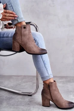 Damskie Zamszowe Botki Na Suwak La.Fi 260039DTA-SU Beżowe