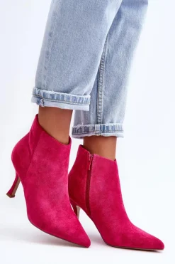 Damskie Zamszowe Botki Na Szpilce Fuksja Merisa