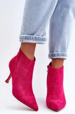 Damskie Zamszowe Botki Na Szpilce Fuksja Merisa