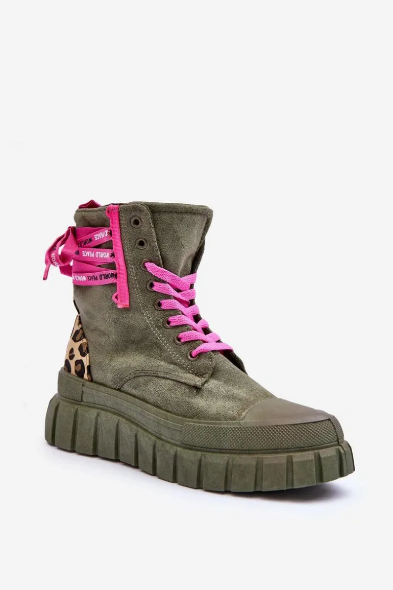 Damskie Zamszowe Botki Na Platformie Zielone Raftera