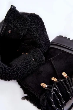 Damskie Zamszowe Botki Trapery Czarne Bellita