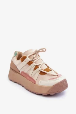 Damskie Zamszowe Buty Sportowe Na Platformie Beżowe Rohan