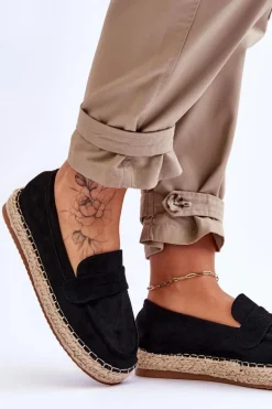 Damskie Zamszowe Espadryle Czarne Keyla