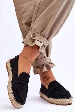 Damskie Zamszowe Espadryle Czarne Keyla