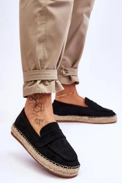 Damskie Zamszowe Espadryle Czarne Keyla