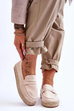 Damskie Zamszowe Espadryle Jasnobeżowe Keyla