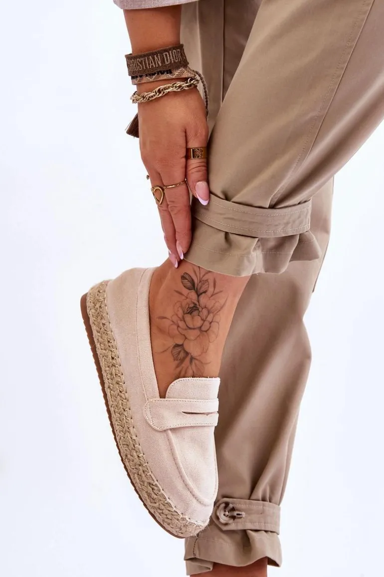 Damskie Zamszowe Espadryle Jasnobeżowe Keyla