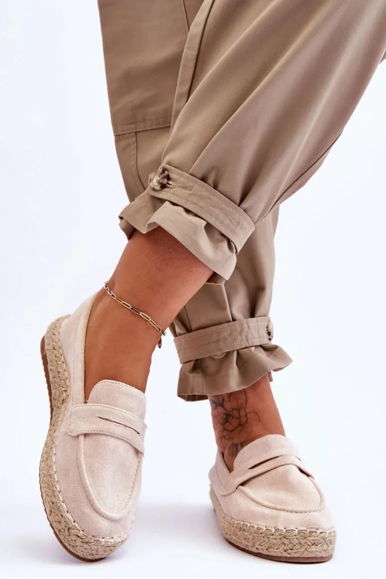 Damskie Zamszowe Espadryle Jasnobeżowe Keyla