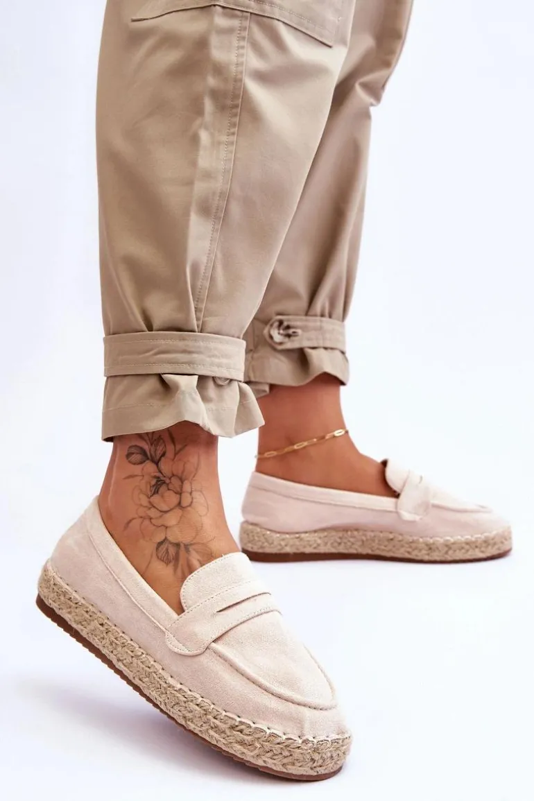 Damskie Zamszowe Espadryle Jasnobeżowe Keyla